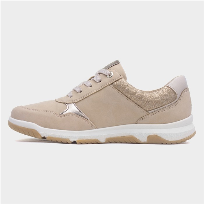 Sophie Womens Beige Lace Up Zip Up Shoe