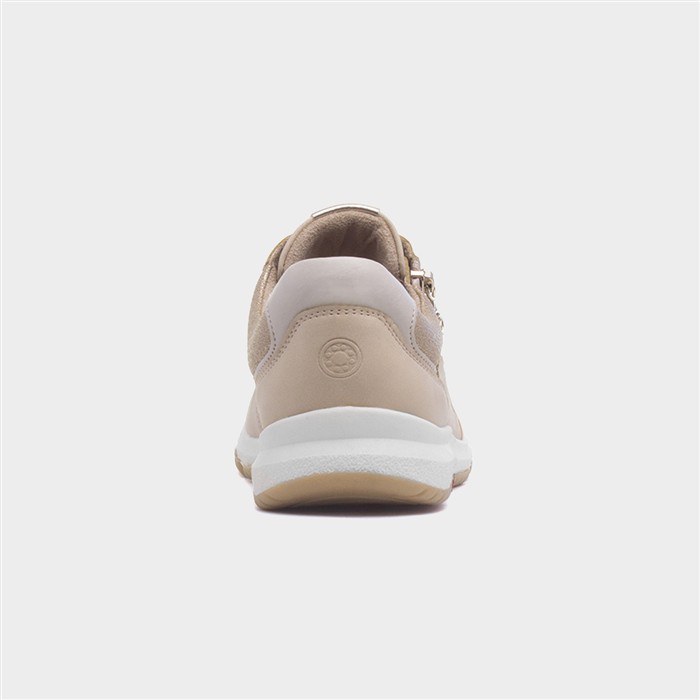 Sophie Womens Beige Lace Up Zip Up Shoe