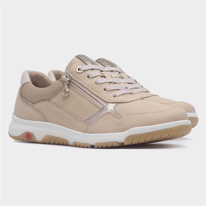 Sophie Womens Beige Lace Up Zip Up Shoe