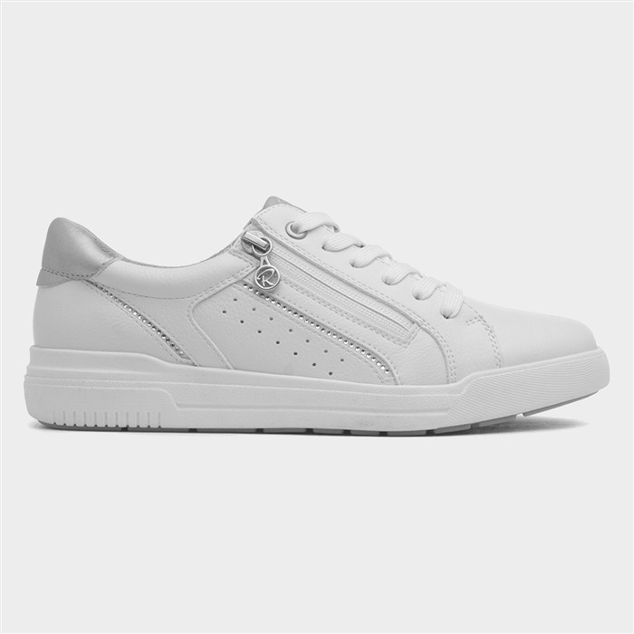 Stella Womens White Lace Up Casual Zip Shoe