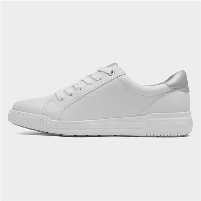 Stella Womens White Lace Up Casual Zip Shoe