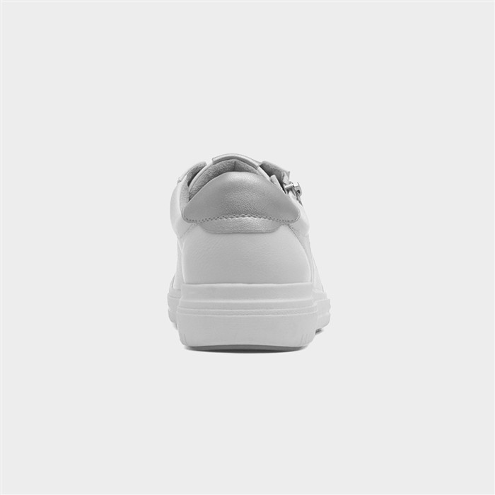 Stella Womens White Lace Up Casual Zip Shoe