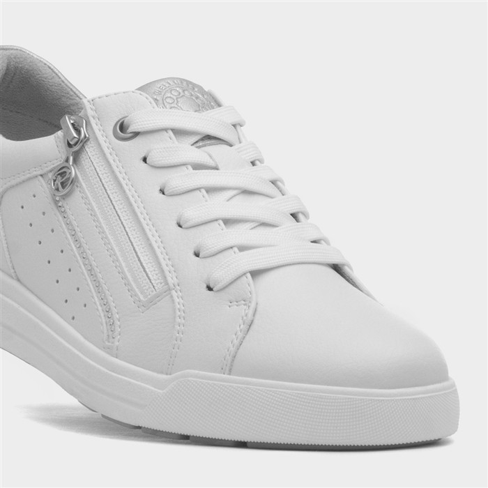 Stella Womens White Lace Up Casual Zip Shoe