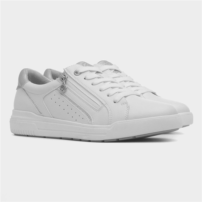 Stella Womens White Lace Up Casual Zip Shoe