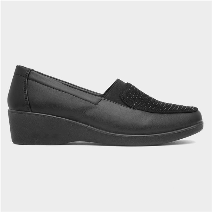 Ladies black wedge shoes sales