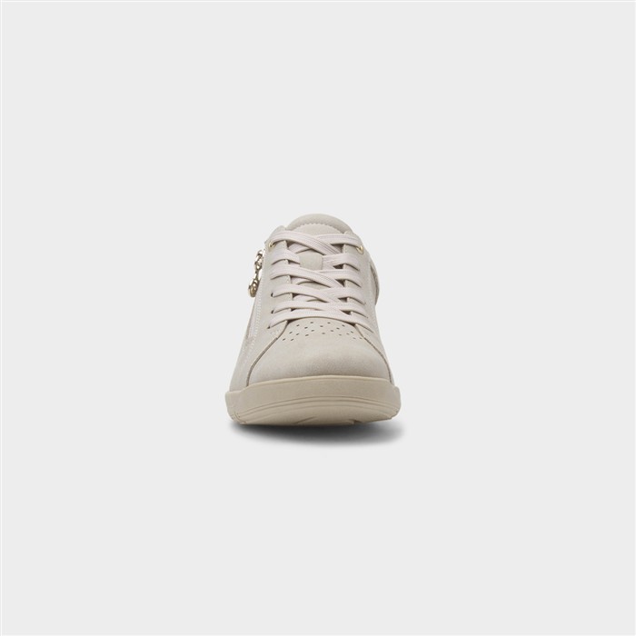 Sophia Womens Beige Lace Up Casual Zip Shoe