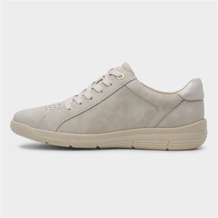 Sophia Womens Beige Lace Up Casual Zip Shoe
