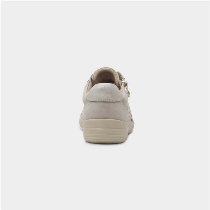 Sophia Womens Beige Lace Up Casual Zip Shoe