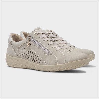 Sophia Womens Beige Lace Up Casual Shoe