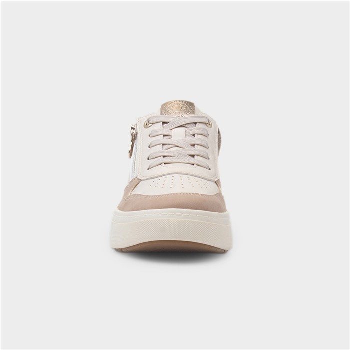 Scarlett Womens Beige Lace Up Chunky Shoe