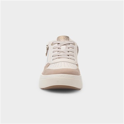 Scarlett Womens Beige Lace Up Chunky Shoe