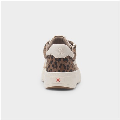 Scarlett Womens Beige Lace Up Chunky Shoe