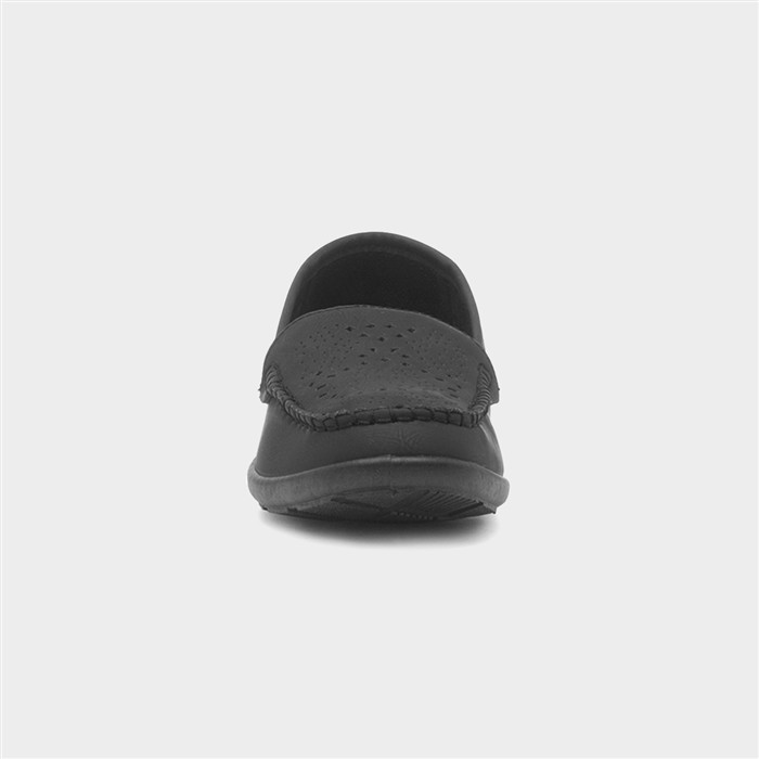 Womens Black Casual Slip On Loafer Shoes