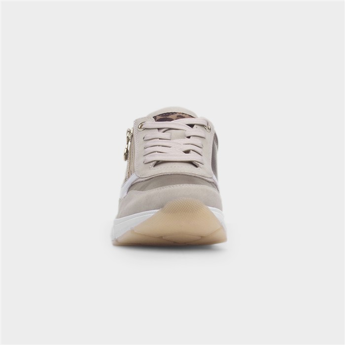 Savannah Womens Beige Lace Up Chunky Shoe