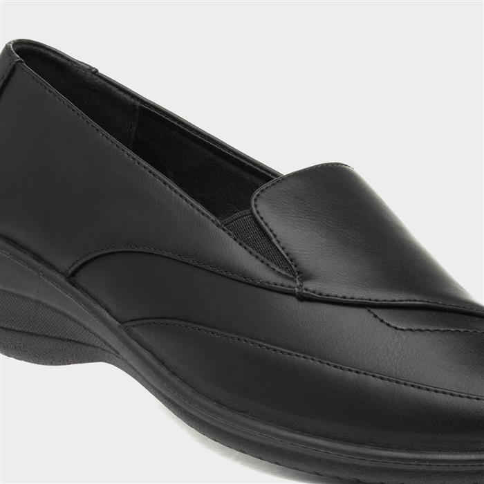 Womens Black Slip On Casual Loafer Shoe