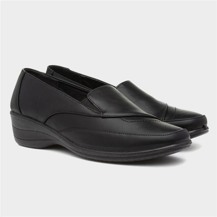 Womens Black Slip On Casual Loafer Shoe