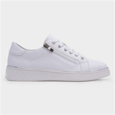 Leah Womens White Lace Up Shoe