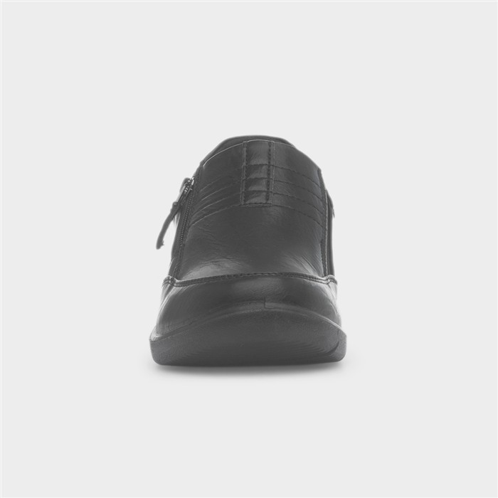 Tiggy Womens Matte Black Zip Up Shoe