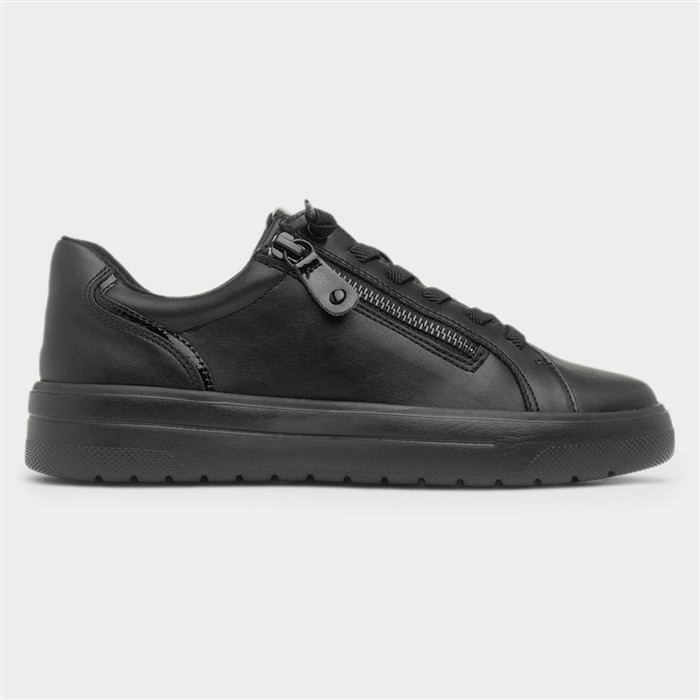 Ginny Womens Black Wide Fit Zip Up Shoe