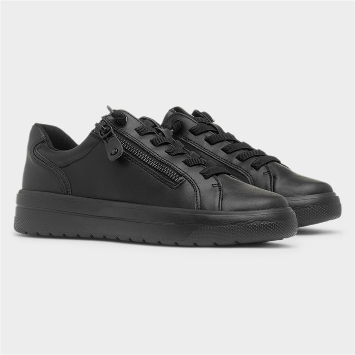 Ginny Womens Black Wide Fit Zip Up Shoe