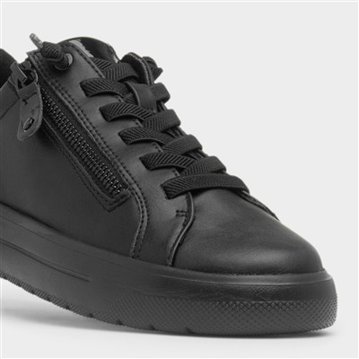 Ginny Womens Black Wide Fit Zip Up Shoe