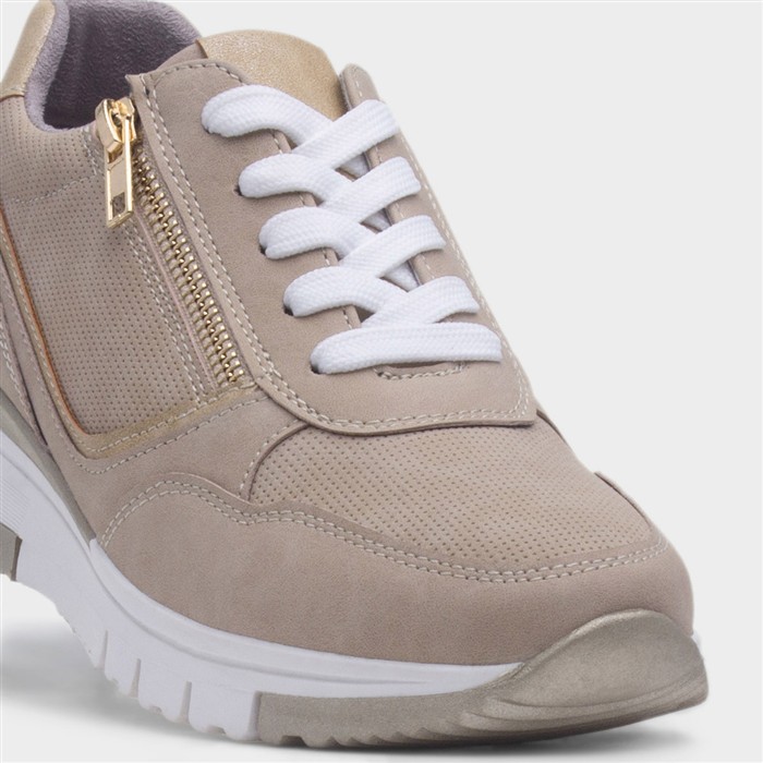 Sarina Womens Beige Wedge Shoe