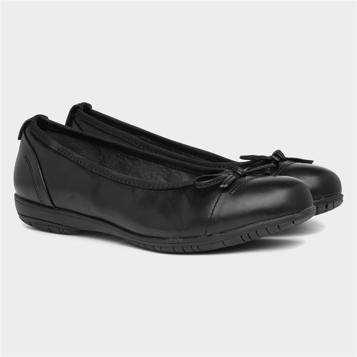 Womens Black Bow Wide Fit Ballerina