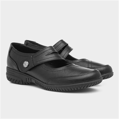 Zena Womens Black Easy Fasten Shoe