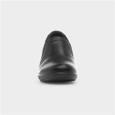 Gemma Black Slip On Wedge Shoe