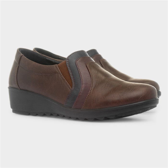 Victoria Womens Brown Wedge Shoe