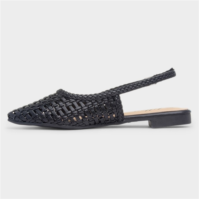 Tia Womens Black Woven Slingback Woven Shoe