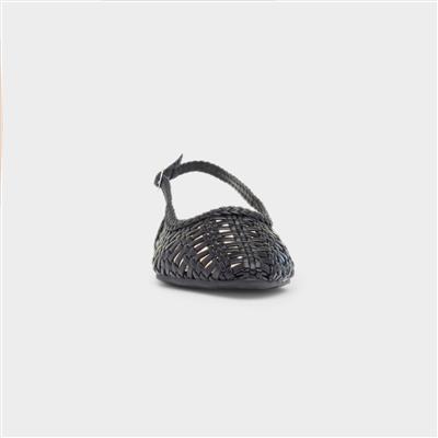 Tia Womens Black Woven Slingback Shoe
