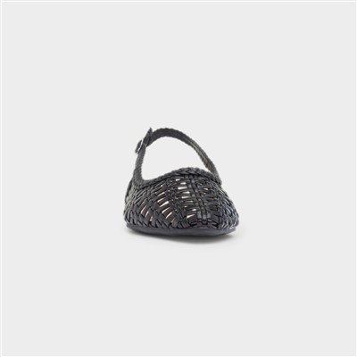 Tia Womens Black Woven Slingback Shoe