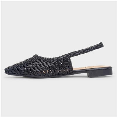 Tia Womens Black Woven Slingback Shoe