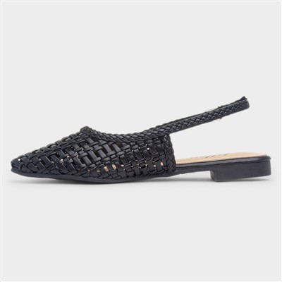 Tia Womens Black Woven Slingback Shoe