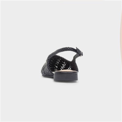 Tia Womens Black Woven Slingback Shoe