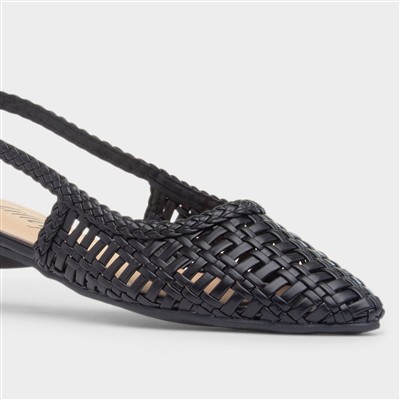 Tia Womens Black Woven Slingback Shoe