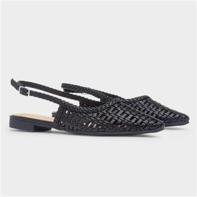 Tia Womens Black Woven Slingback Shoe