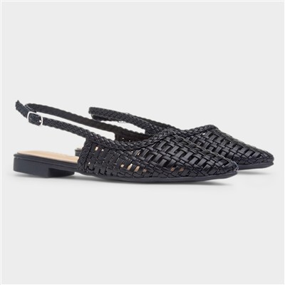 Tia Womens Black Woven Slingback Shoe