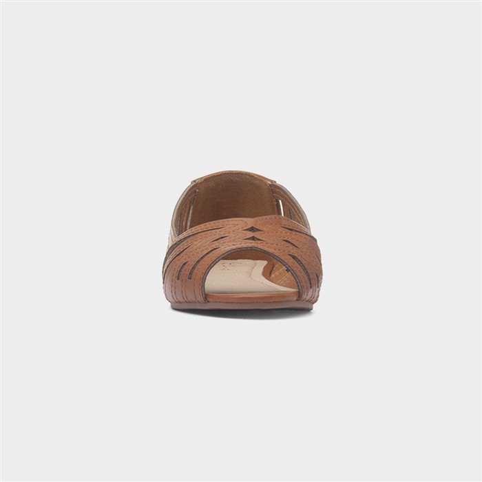 Renee Womens Tan Open Wide Fit Ballerina