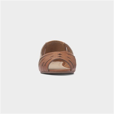 Renee Women's Tan Open Toe Ballerina Shoe