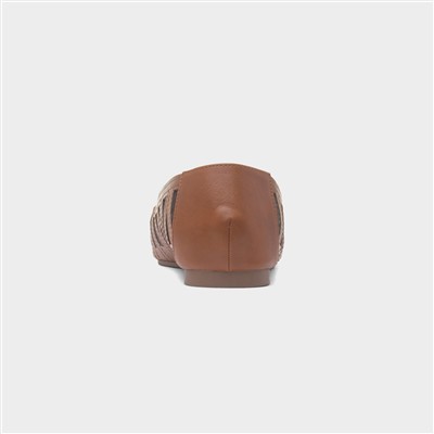 Renee Womens Tan Open Wide Fit Ballerina
