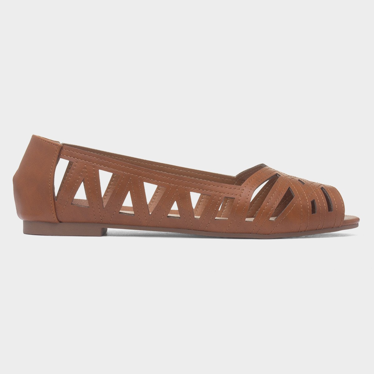 Renee Womens Tan Open Wide Fit Ballerina