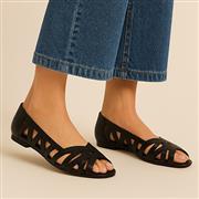Krush Renee Womens Black Open Wide Fit Ballerina (Click For Details)