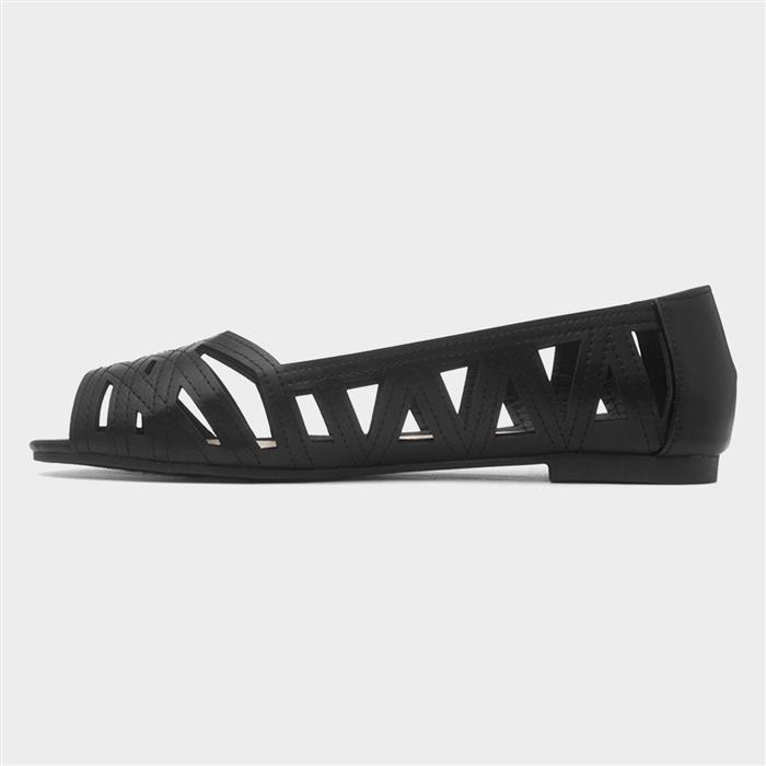 Renee Womens Black Open Wide Fit Ballerina