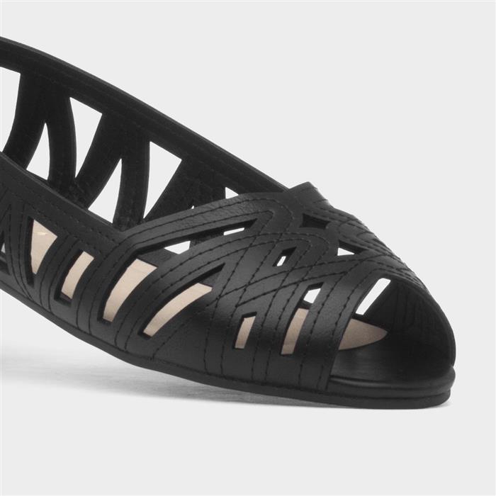 Renee Womens Black Open Wide Fit Ballerina