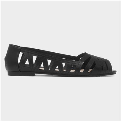 Renee Womens Black Open Wide Fit Ballerina