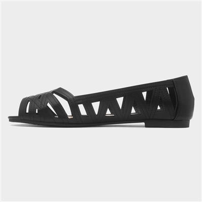 Renee Womens Black Open Wide Fit Ballerina