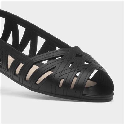 Renee Women's Black Open Toe Ballerina Shoe