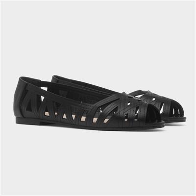 Renee Womens Black Open Wide Fit Ballerina